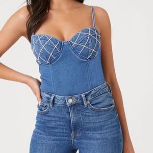 Denim bodysuit, size small